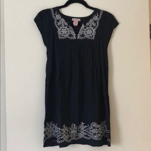 Navy Sundress with White Embroidery